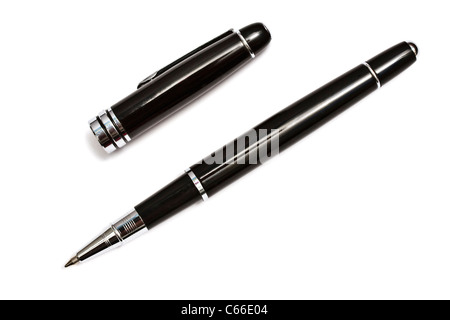 Stylo à bille noir isolé sur fond blanc Banque D'Images
