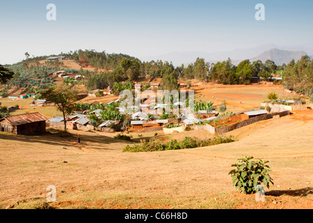 Paysage autour de Chencha près d'Arba Minch dans la vallée de l'Omo, dans le sud de l'Éthiopie, l'Afrique. Banque D'Images