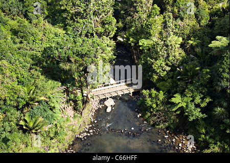 Pont sur la rivière Pakoka Sous Bridal Veil Falls dans Waireinga Makomako réserve panoramique de l'Île du Nord Nouvelle-zélande Waikato Banque D'Images