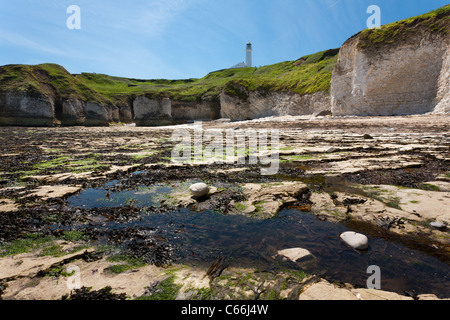 Selwicks Bay et plage à marée basse Flamborough, Yorkshire Banque D'Images