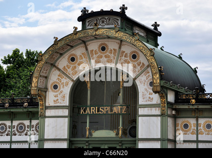 La gare la ville Art Nouveau, Karlsplatz, 1899 par Otto Wagner, Vienne, Autriche, Europe Banque D'Images