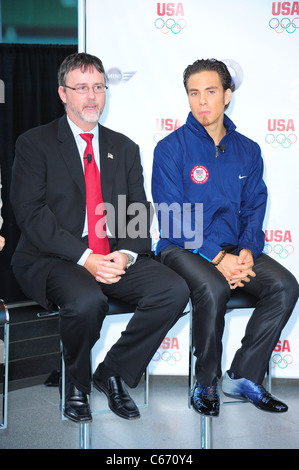 Jack Pitney, Apolo Anton Ohno à la conférence de presse pour le Comité Olympique des Etats-Unis (USOC) annonce un partenariat avec BMW Banque D'Images