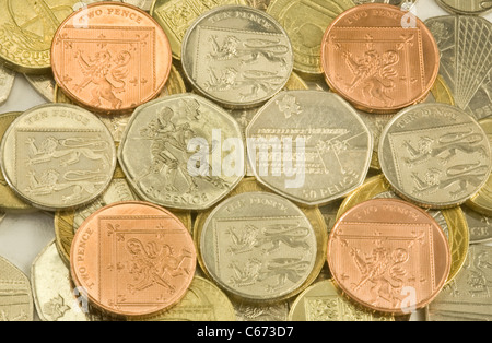 Coin, changement, isolated on white Banque D'Images