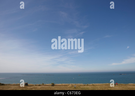 Environs donnant sur la célèbre plage d'Omaha Beach, Normandie Banque D'Images