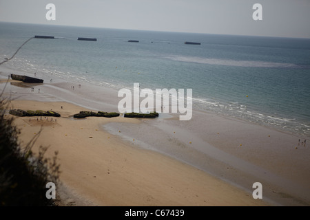 Environs donnant sur la célèbre plage d'Omaha Beach, Normandie Banque D'Images