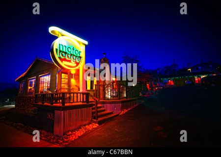 Motor Lodge Motel de nuit, Prescott, Arizona, USA Banque D'Images