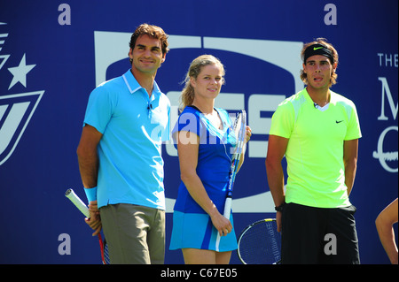 Kim Clijsters, Roger Federer, Rafael Nadal lors d'une apparition publique pour 2010 Arthur Ashe Kids Day, l'USTA Billie Jean King National Banque D'Images