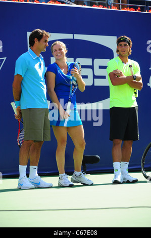 Kim Clijsters, Roger Federer, Rafael Nadal lors d'une apparition publique pour 2010 Arthur Ashe Kids Day, l'USTA Billie Jean King National Banque D'Images