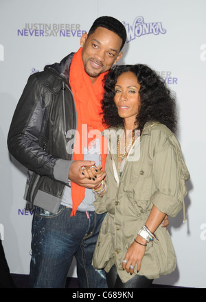 Will Smith, Jada Pinkett Smith aux arrivées pour JUSTIN BIEBER : ne jamais dire jamais Premiere, Nokia Theatre, Los Angeles, CA Banque D'Images