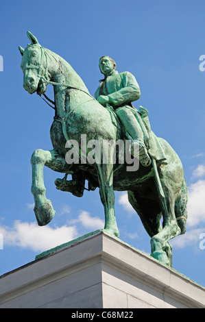 Bruxelles, Belgique. Statue équestre du roi Albert le Mont des Arts Banque D'Images