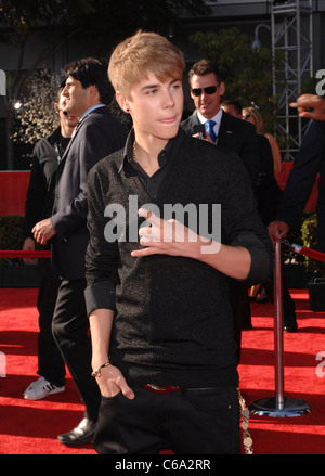 Justin Bieber au niveau des arrivées de l'ESPY awards 2011 - Arrivées, Nokia Theatre à Los Angeles. Vivre, Los Angeles, CA, 13 juillet 2011. Photo Banque D'Images