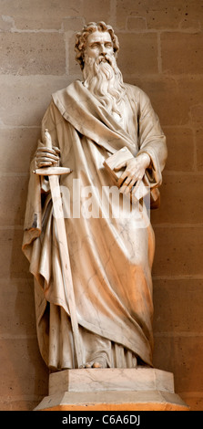 Paris - statue de l'apôtre Paul Germain-l'Auxerrois, église gothique Banque D'Images