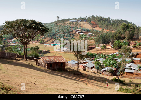 Paysage autour de Chencha près d'Arba Minch dans la vallée de l'Omo, dans le sud de l'Éthiopie, l'Afrique. Banque D'Images