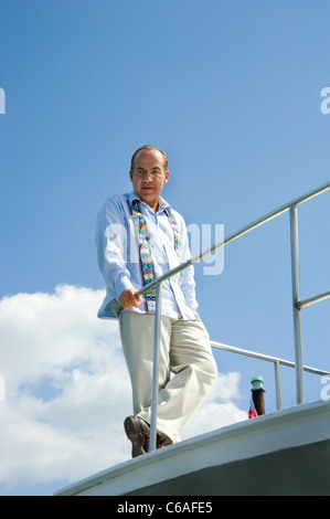 Le Président Felipe Calderon à bord bateau dans Cozumel Banque D'Images