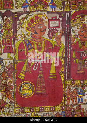 Phadas ou folklorique, peintures PEINTURE, peinture Tissu Phad affichée dans un musée, le Madhya Pradesh, Inde Banque D'Images