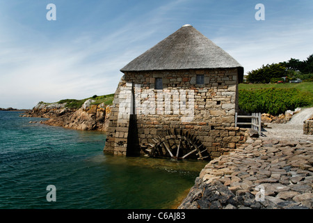 Moulin du Birlot : un moulin à marée, construit entre 1633 et 1638, l'île de Bréhat (Côtes d'Armor, Bretagne, France) Banque D'Images