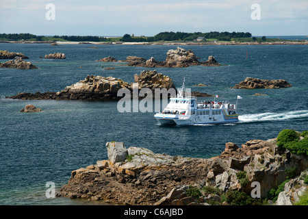 Bateau à passagers, l'île de Bréhat, (Côtes d'Armor, Bretagne, France). Banque D'Images