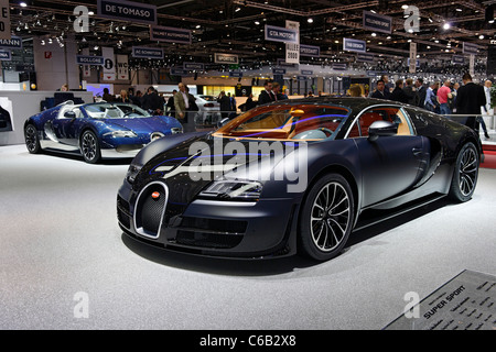 Bugatti Veyron 16.4 Super Sport, 1.200PS, voiture de sport de luxe, l'International Motor Show de Genève, Suisse Banque D'Images