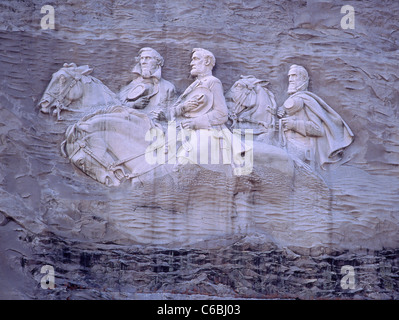 Confederate Memorial Sculpture sur Granit, Stone Mountain, Georgia, United States of America Banque D'Images