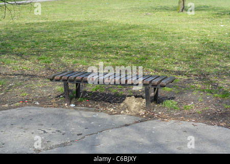 Banc en bois vide dans le parc municipal Banque D'Images