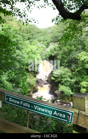 Snow Falls cascade sur le sentier des chutes d''Ingleton, Ingleton, Yorkshire du Nord, Yorkshire Dales National Park England UK Banque D'Images