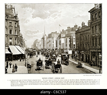 Oxford Street, Londres, 1897 Photo de l'époque victorienne, Marshall & Snelgrove à gauche, New Bond Street sur la droite Banque D'Images