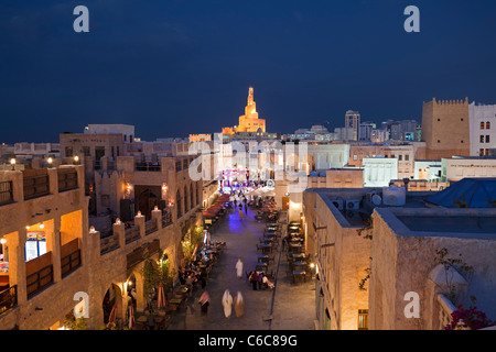 Le Qatar, au Moyen-Orient, Péninsule Arabe, Doha, le Souq Waqif restauré Banque D'Images