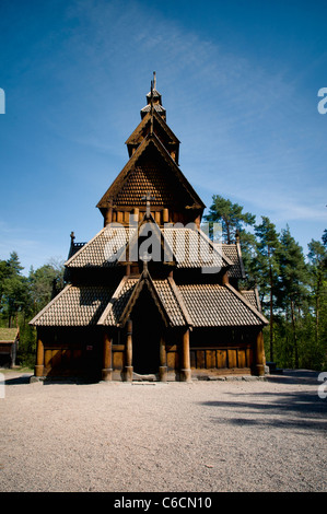 L'église de GED GED (stavkirke) dans le musée norvégien d'histoire culturelle d'Oslo Banque D'Images