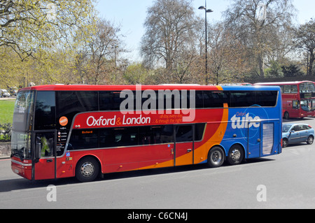 'Oxford Tube' double decker bus service de bus entre Londres et Oxford exploité par Stagecoach Hyde Park Corner London England UK Banque D'Images