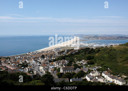 Plage de CHESIL LA FLOTTE ET LE PORT DE PORTLAND VERS WEYMOUTH. DORSET UK. Banque D'Images