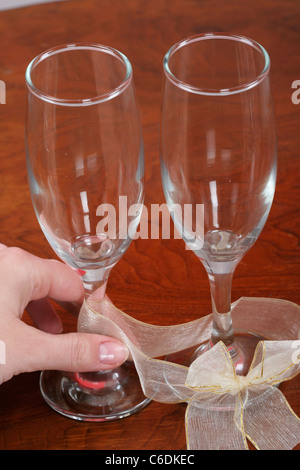 La célébration du Nouvel An avec champagne glasses Banque D'Images