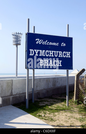 Bienvenue à la plage de Dymchurch Kent signe Banque D'Images