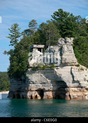 Château des mineurs est la plus célèbre formation de la Pictured Rocks National Lakeshore, dans la Péninsule Supérieure du Michigan. Banque D'Images