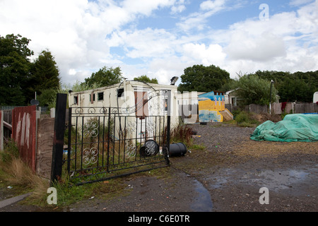 Dale Farm, à la périphérie de Basildon, Essex, le plus grand site du Voyage irlandais et tziganes en Europe.Photo:Jeff Gilbert Banque D'Images