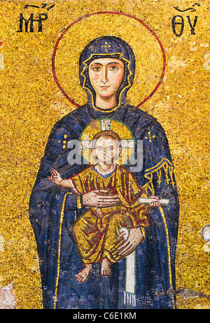 La Turquie, Istanbul, mosaïque de la Vierge Marie portant Jésus dans la mosquée Sainte Sophie Banque D'Images