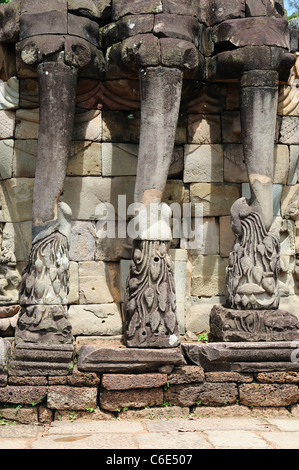 Terrasse des éléphants à Angkor Thom, Siem Reap, Cambodge Banque D'Images