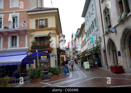 Évian-les-Bains ville - Rue Nationale Banque D'Images