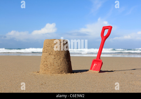 Sandcastle on beach Banque D'Images