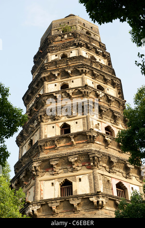 La Pagode 96 Yan, Tiger Hill ou Huqiu Hill, Suzhou, Chine.12-Aug-2011 Banque D'Images