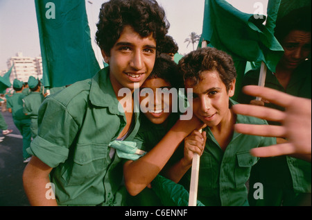 Gardiens de la Révolution verte à Tripoli durant les célébrations marquant le dirigeant libyen Mouammar Gaddhafi's 20e anniversaire au pouvoir. Banque D'Images