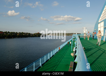 TallinkSilja ferry dans archipel de Stockholm, Suède en direction de Turku, Finlande Banque D'Images