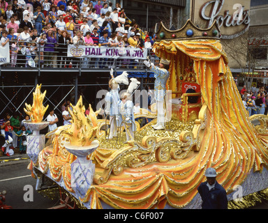 Défilé de Mardi Gras flotteur, Quartier français, la Nouvelle Orléans, Louisiane, États-Unis d'Amérique Banque D'Images