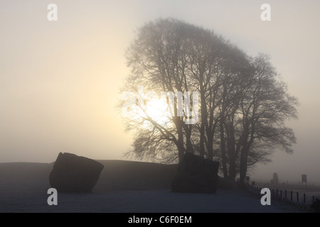 Lever de soleil sur l'hiver Avebury Banque D'Images