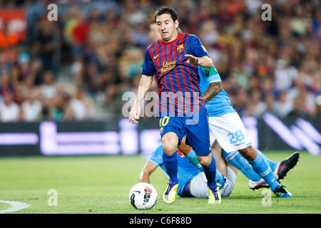 Lionel Messi (Barcelone) jouant pour le Trofeo Joan Gamper match entre FC Barcelona 5-0 Napoli. Banque D'Images