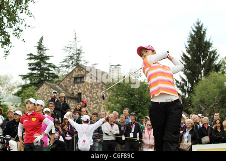 Golf : Ai Miyazato (JPN) jouant pour la ronde finale de l'Evian Masters. Banque D'Images