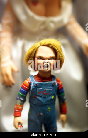 Chucky doll, le personnage du film d'horreur à Toyworld. Banque D'Images