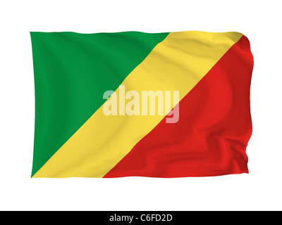 République du Congo. Drapeau de l'Afrique de l'haute résolution série. Avec un tissu de texture. Banque D'Images