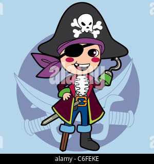 Happy kid en pirate costume pour l'halloween ou le Carnaval party Banque D'Images