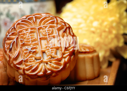 Gâteau de Lune pour les Chinois Mi-automne festival, libre. Banque D'Images