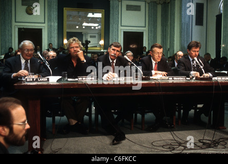 Sir Freddie Laker, Richard Branson, Stephen Wolf, Bob Crandall, Robert Ayling témoigner Banque D'Images